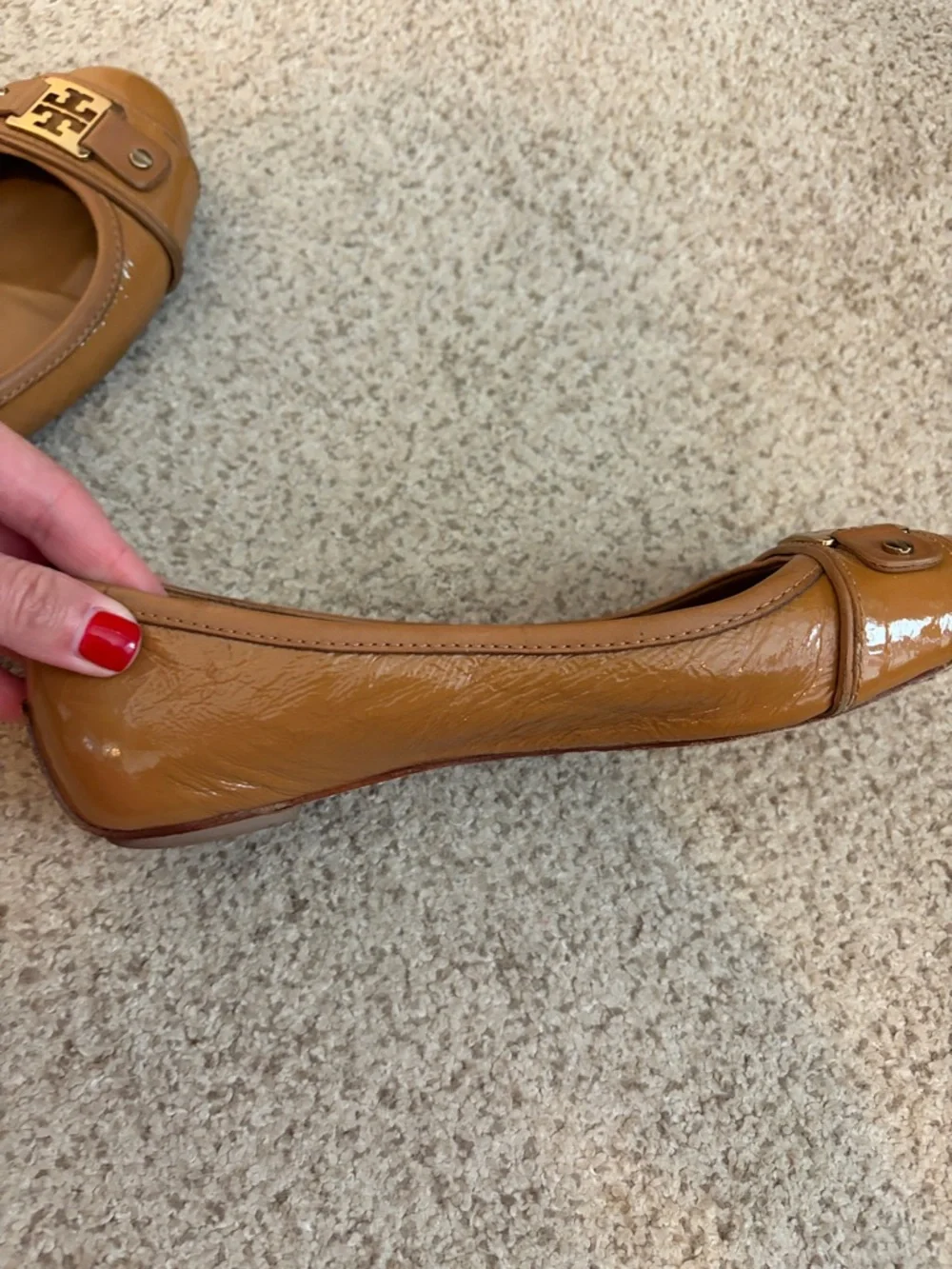 Tory Burch Royal Tan Patent Leather Ballet Flats, 8